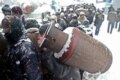 Georgians queue in Tbilisi to fill up gas canisters in late January (epa)