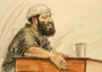 Courtroom artist's rendering of Zacarias Moussaoui testifying at his sentencing trial on March 27 (epa)