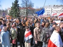 Anti-Lukashenka protesters in Minsk today