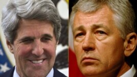 U.S. Secretary of State John Kerry (left) and Defense Secretary Chuck Hagel