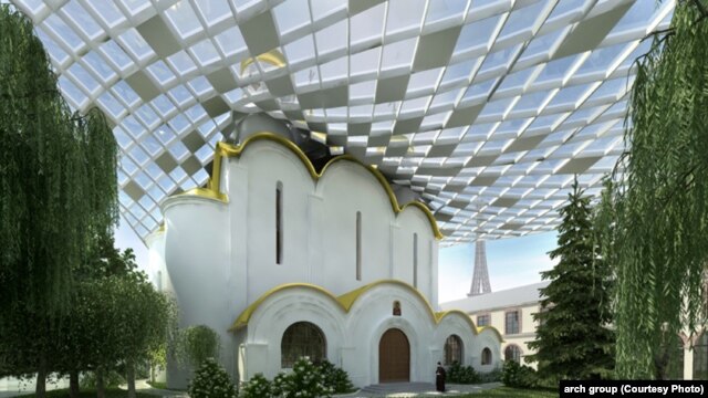 Russia reportedly spent 70 million euros on the 4,500 square meters of land where the cathedral is to be built. (artist's impression)