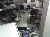 The Imedi television studio was badly damaged in a police raid on November 7 (Courtesy Photo)
