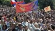 Opposition supporters rallied in the Montenegrin capital, Podgorica, on April 20.