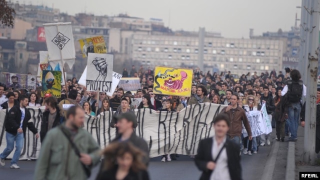 Jedan od protesta studenata Beogradskog univerziteta, foto: Vesna Anđić