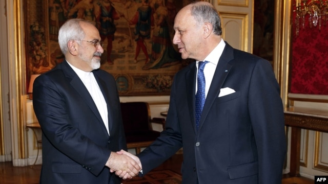 دیدار محمدجواد ظریف و لوران فابیوس، وزرای خارجه ایران و فرانسه در پاریس