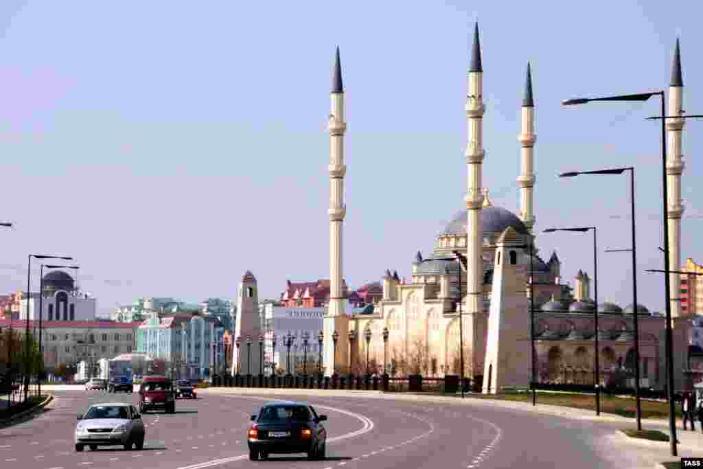 The exterior of Grozny's Akhmad Kadyrov Mosque. 