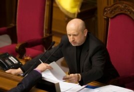 Александр Турчинов Украина парламентінде төрағалық етіп отыр. Киев, 23 ақпан 2014 жыл.