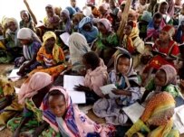 Displaced Darfur residents at a camp in May (epa)