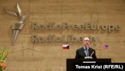 Czech Republic--Czech Prime Minister Bohuslav Sobotka speaking at the National Museum on RFE/RL's 20th anniversary in Prague. June 30, 2015.