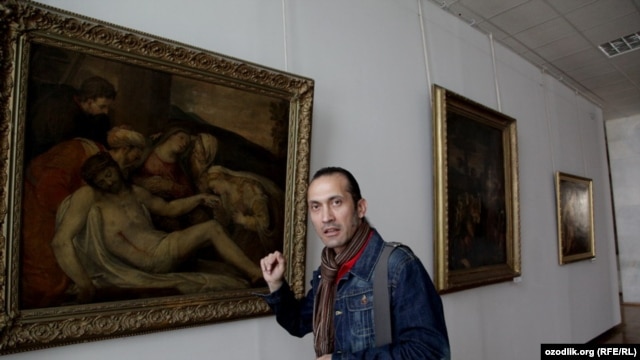Uzbek art restorer Dilshod Azizov who discovered a painting that is said to be by the Renaissance master Paolo Veronese. 