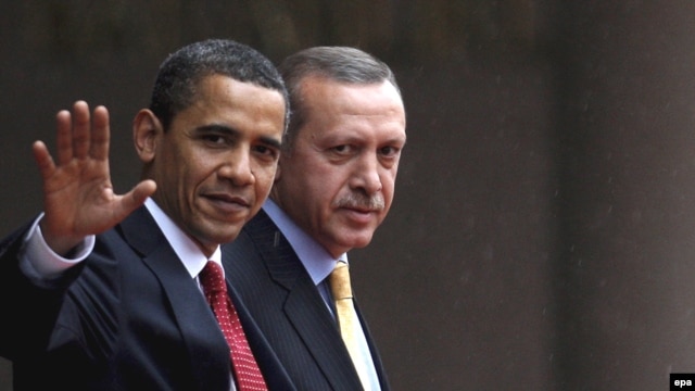Turkey -- Prime Minister Recep Tayyip Erdogan (R) meets with US President Barack Obama in Ankara, 06Apr2009