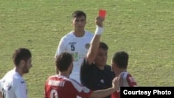 Ahtam Hamroqulov, a player for the Regar-TadAZ soccer team in Tajikistan, gets a red card -- and his water and electricity cut off.
