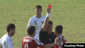 Ahtam Hamroqulov, a player for the Regar-TadAZ soccer team in Tajikistan, gets a red card -- and his water and electricity cut off.