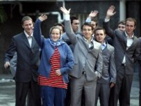 British personnel wave to press at the presidential place in Tehran on April 4 (epa)
