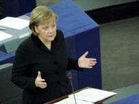Merkel speaking to the European Parliament on January 17 (epa)