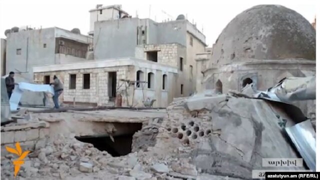 Պատերազմի հետևանքով ավերված հայկական Սրբոց Քառասնից Մանկանց Մայր Եկեղեցին Հալեպում, արխիվ