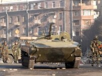 Tanks and armored personnel carriers patrol the streets of Yerevan following declaration of state of emergency (epa)