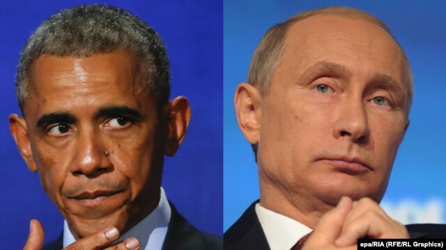Presidente dos EUA, Barack Obama (à esquerda) diz que a parte realmente desafiador é que as ações do presidente russo, Vladimir Putin, como anexar Criméia Península da Ucrânia, são politicamente popular dentro da Rússia.