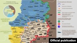 Қарулы жанжал аймағындағы ахуалды суреттейтін карта. 9 шілде 2016 жыл.