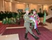An honor guard presents a wreath from the Russian government at the service for Niyazov in Ashgabat (epa)
