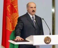 President Alyaksandr Lukashenka takes the oath of office on April 8 (epa)