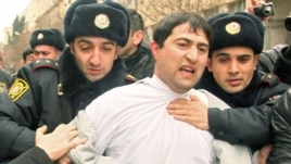 Azerbaijan -- Police detain a protester in Baku, 11Mar2011