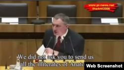 A screen grab from an infamous speech by far-right politician Ewald Stadler to the Austrian parliament in 2010.
