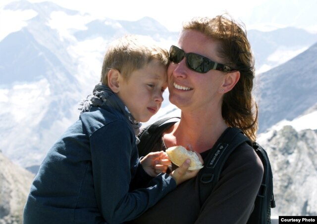 Eva Vitkova with her son, Adam.