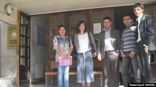 Members of the Amparo group appear at a court hearing in  Khujand earlier this month.