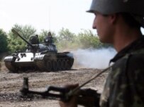 Abkhaz soldiers taking part in tank exercises this month (AFP)
