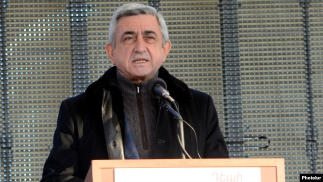 Armenia - President Serzh Sarkisian addresses a campaign rally in Gegharkunik province, 13Feb2013.