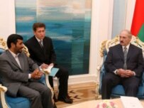 Presidents Ahmadinejad (left) and Lukashenka in Minsk today (official website)