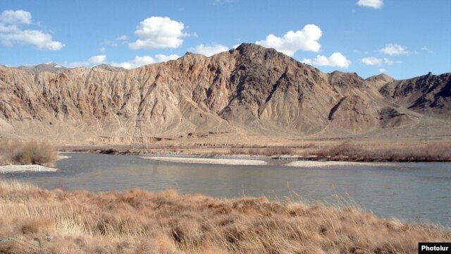 Armenia/Iran - The Arax river separating Armenia and Iran.