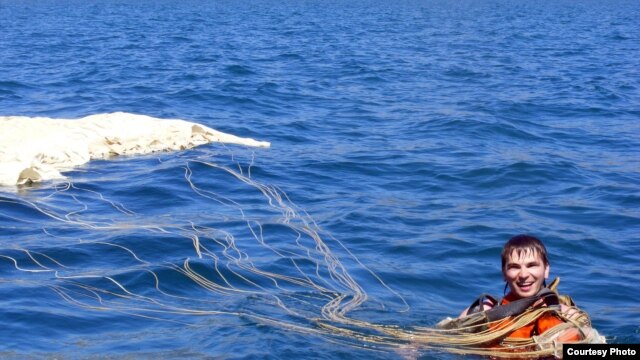 After a 2009 skydiving expedition, Volodymyr Noskov landed in the Black Sea, just off of the Crimean coast.