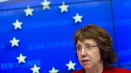 EU foreign policy chief Catherine Ashton at an EU foreign ministers meeting in Brussels in December