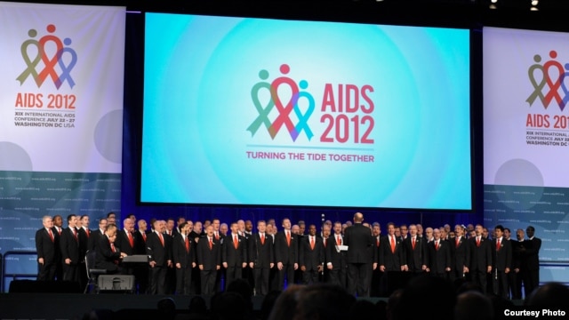 The Gay Men's Chorus of Washington performed at the opening of the International AIDS Conference on July 22.