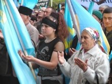 Ukraine --  A rally of Crimean Tatars marking the anniversary of the Crimean Tatar deportation, 18May2007