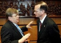 Schulte (right) with IAEA chief weapons inspector Olli Heinonen in March (epa)