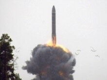 Russia -- RS-24 (PC-24) intercontinental ballistic missile blasts off from the Plesetsk cosmodrome, 29May2007
