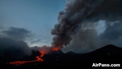 An AirPano.com image of the Plosky Tolbachik volcano eruption in Russia's Far East.
