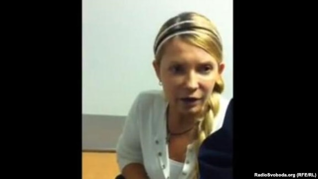 A screen capture of Yulia Tymoshenko from a late-September video.