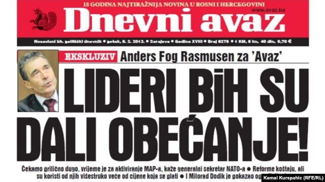 Naslovnica lista "Dnevni avaz"