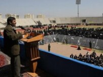 President Ahmadinejad delivering a speech in Yazd earlier this month (Fars)