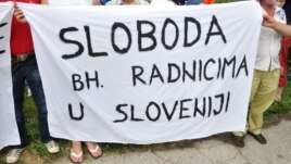 Jedan od protesta bh. radnika iz Slovenije - iz arhive
