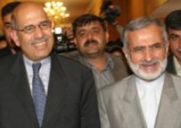 IAEA Director-General Muhammad el-Baradei (left) and Iranian Foreign Minister Kamal Kharrazi. (file photo)