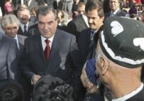 President Rakhmonov in an election-day appearance in Dushanbe (Bymedia.net)