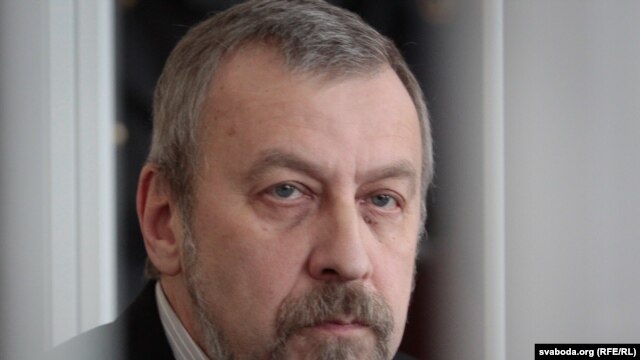 Andrey Sannikau in a Minsk court during his trial in April