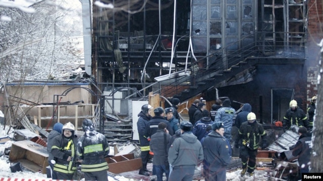 The aftermath of the explosion at the Moscow restaurant