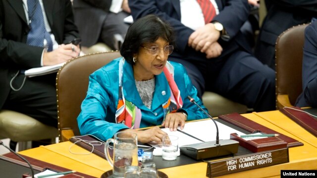 Shefja për të Drejta të Njeriut e Kombeve të Bashkuara, Navi Pillay, duke iu adresuar Këshillit të Sigurimit, 12 shkurt 2013.
