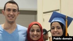 Left to right: Deah Barakat, Yusor Abu-Salha, and Razan Abu-Salha, Muslim students in Chapel Hill, North Carolina, who were shot to death by Craig Stephen Hicks on February 10.